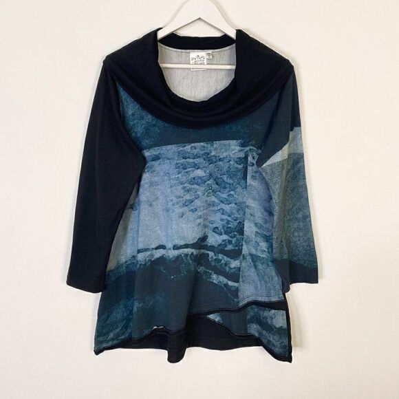 Parsley & Sage Blue Cowl Neck Long Sleeve Top - Picture 1 of 4